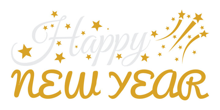 Happy New Year lettering text typography for New Year celebration