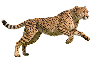 Spotted cheetah running at full speed, isolated on transparent background © Viktor