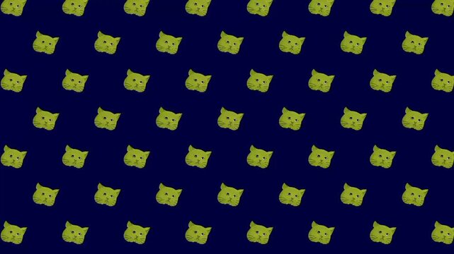 Cute Cat Head Pattern Background, Seamless Animal Design
