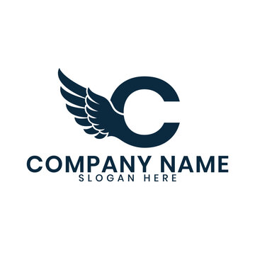 Letter C logo with wings design
