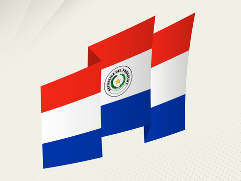 Paraguay Flag with Dynamic Waving Design, Flag with Abstract Waving Motion.