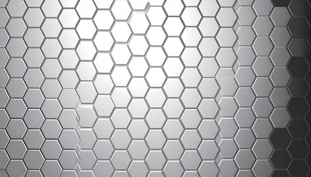 Metallic silver hexagonal tile 3D texture background.