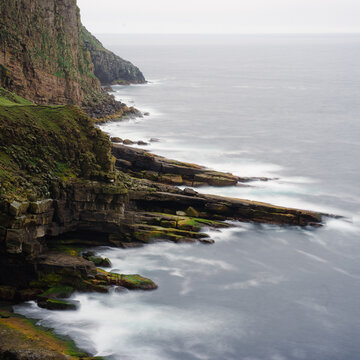 Foula, Shetland, Scotland, United Kingdom, 5th July 2026, view of the sea and cliffs and rocks on the western coast of the island