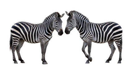 Two zebras facing each other, isolated on transparent background © Iura
