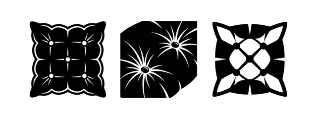 Fototapeta premium Tufted button cushion silhouette icons set