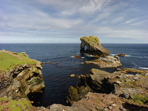 Foula, Shetland, Scotland, United Kingdom, 5th July 2026, view of the sea and cliffs and rocks on the north coast of the island