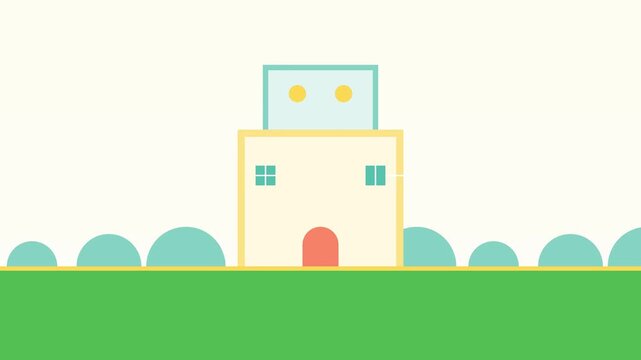 Minimalist flat design illustration of a modern hospital building animation