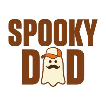Halloween Spooky dad text design with a ghost wearing a baseball cap