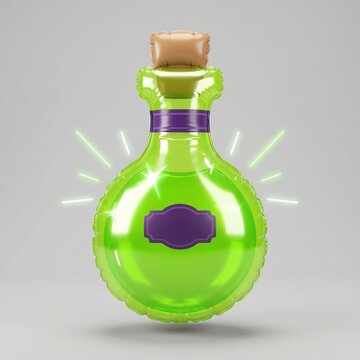 Inflatable green potion bottle balloon with a cork stopper