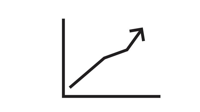 Graph showing upward growth over white background in animation.