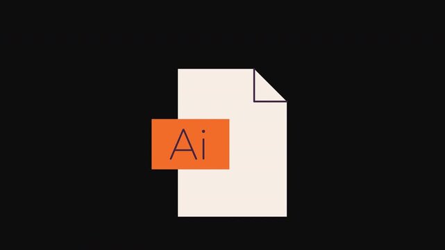 AI File Document Concept - Animation 2D, Animated Icon, Motion Graphic, Looping Smooth, High Quality, Canal Alpha, Transparent Background, 4K
