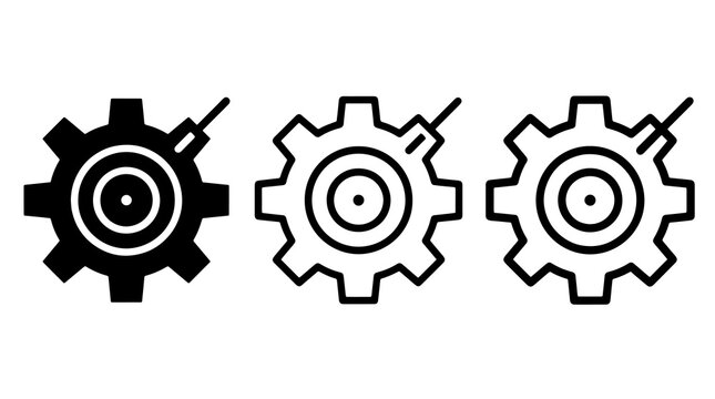 Gear settings icon vector set with adjustment tool graphic