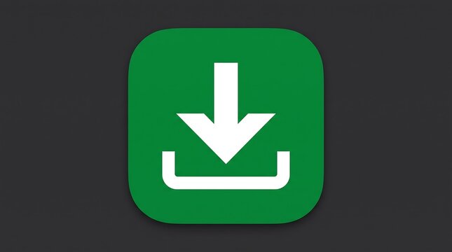 Green download button app icon with white arrow symbol for mobile