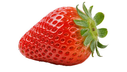 Ripe red strawberry with green leaves, isolated on transparent background © Maria