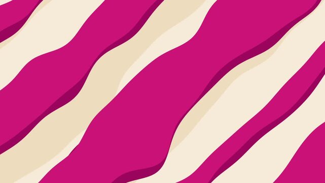 Abstract pink and cream diagonal wavy lines seamless pattern background motion graphic loop with displays continuous seamless