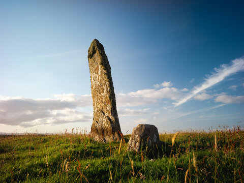 Hoswick, Shetland, Scotland, United Kingdom, 11th July 2026, standing stone monolith on the island of Bressay