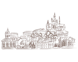 Fototapeta premium Contemporary City prague Watercolor Illustration