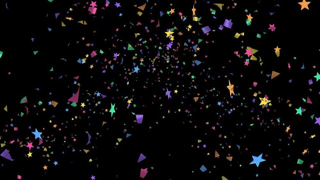 紙吹雪と星が左右両端から打ち上がる コンサート風 透過 4K お祝い