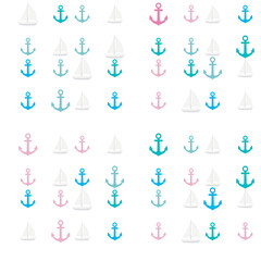 Nautical pattern with sailboats and anchors © gayuh