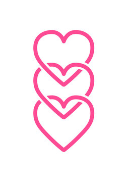 Three hearts initial logo on white background