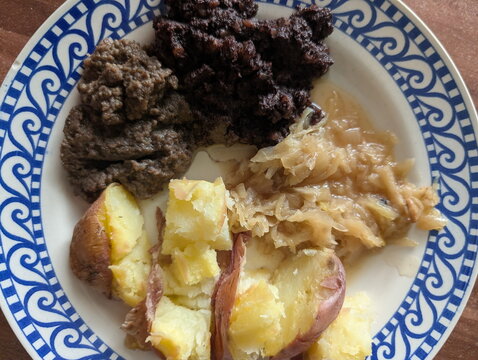 Rustic Czech Jelito Prejt Sauerkraut Meal