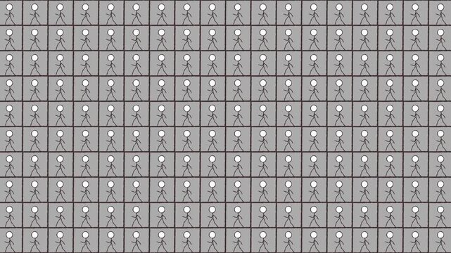 たくさんの棒人間が走るコミカルな背景アニメーション