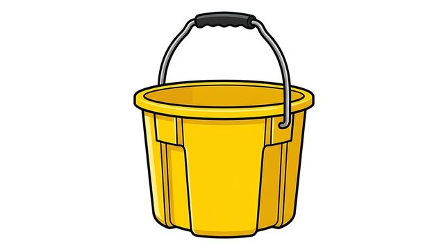 Bright yellow plastic cleaning bucket illustration