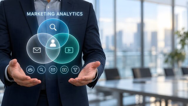 Marketing Analytics Interface Used by Business Professional for Data Driven Strategy and Growth