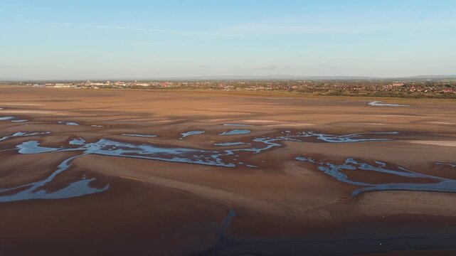 Aerial View of Tidal Flats Along the Coast at Low Tide