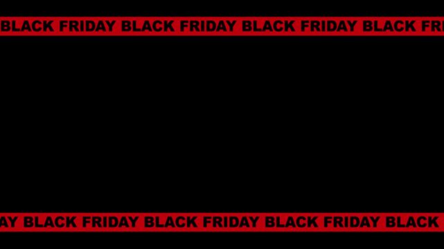 Scrolling Black Friday Ribbon Ticker Tape Border Animation Overlay on Green Screen Chroma Key Background Loop