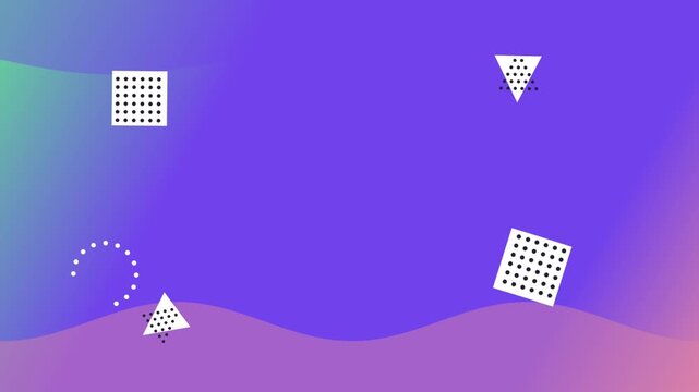 Abstract Motion Graphics Background Featuring Geometric Shapes And Floating Dotted Patterns On A Smooth Purple And Blue Gradient Backdrop With Modern Minimalist Style Elements For Digital Presentation