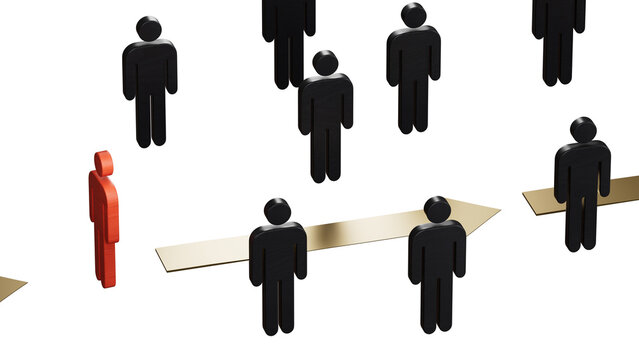 3D illustration of RED and black arrows with Wooden piece moving from left to right. Concept of surpassing the competiton by moving faster.Supports PNG files with transparent backgrounds.