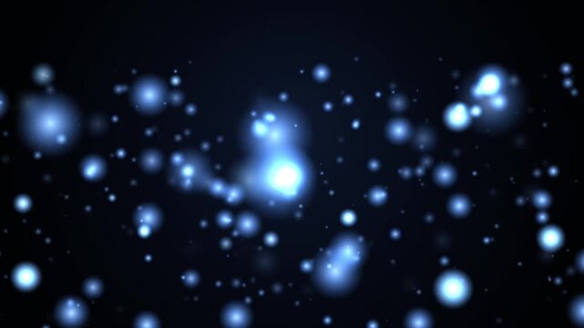 Floating Blue Light Particles Background Animation Loop Glowing Bokeh Effect Bokeh Spheres Drifting Slowly In A Dark Void For Cinematic Visual Effects And Motion Graphics Projects For Digital Media
