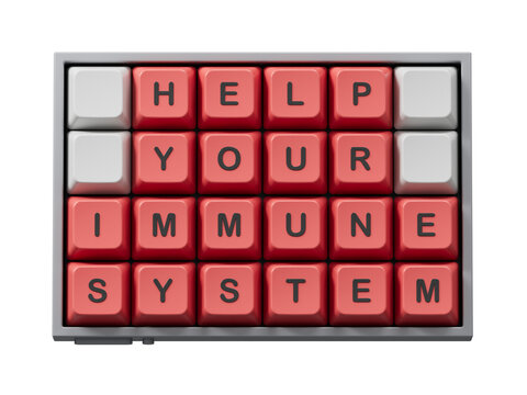 Immune System symbol. Computer keyboard keys with words Help Your Immune System.Medicine and Help Your Immune System concept. Copy space.Supports PNG files with transparent backgrounds.