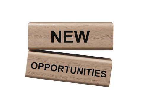 New Opportunities symbol. Concept word New Opportunities on wooden blocks.Business and New Opportunities concept. Copy space.Supports PNG files with transparent backgrounds.