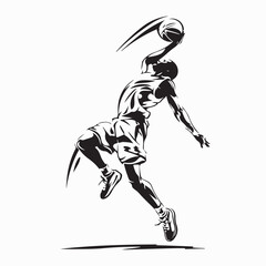 Basketball Player Performing Slam Dunk Vector Illustration © Tarko