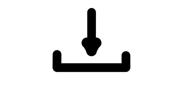 Black Download Icon with Down Arrow on White Background symbol graphic