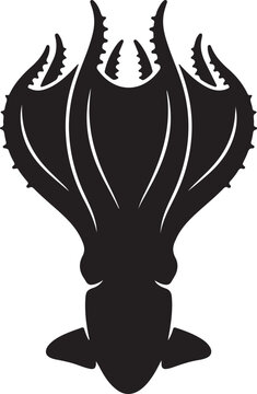 Vampire Squid Deep Sea Marine Creature Solid Vector Silhouette Icon