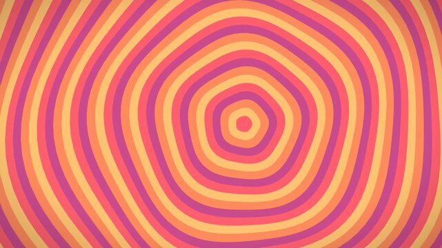Abstract concentric oval shapes in pink orange and yellow creating a hypnotic visual effect and a sense of depth