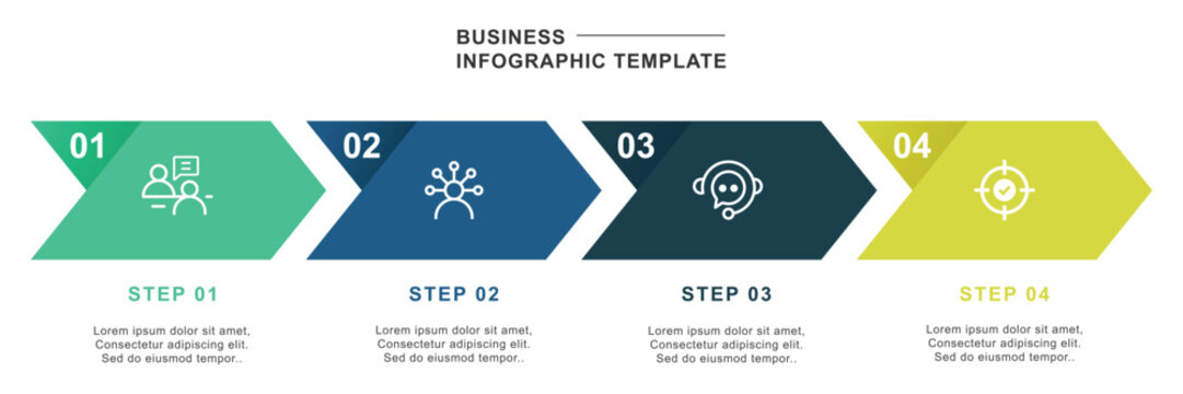 4 process infographic arrows design template. Planning, Marketing and Business presentation.