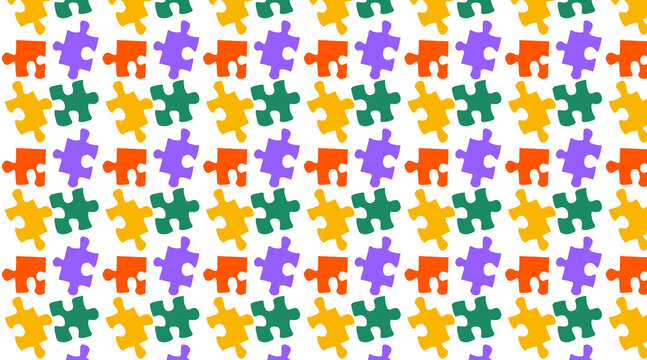 Colorful puzzle pieces clipart set for educational materials and children activities