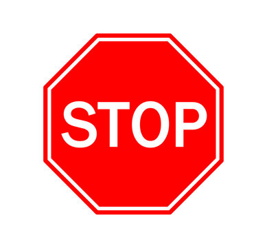 Stop sign icon with red octagonal STOP symbol. Traffic control signage for road safety, intersections and vehicle regulation