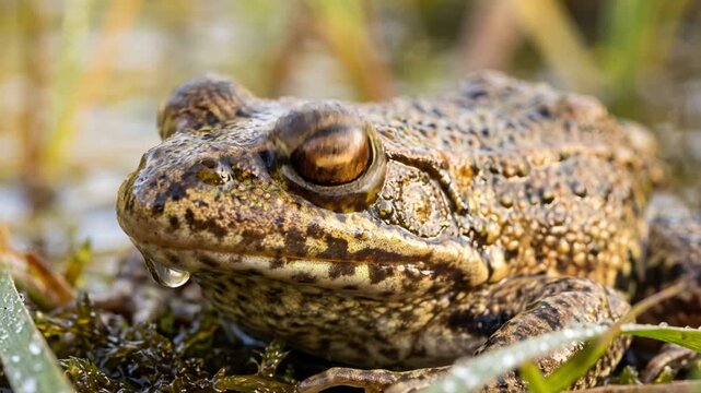 oregon spotted frog macro face close up at morning light in klamath basin oregon usa video