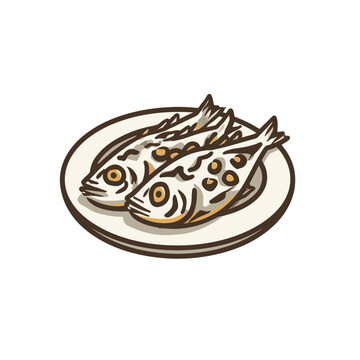 Two Cooked Fish on a Plate Icon
