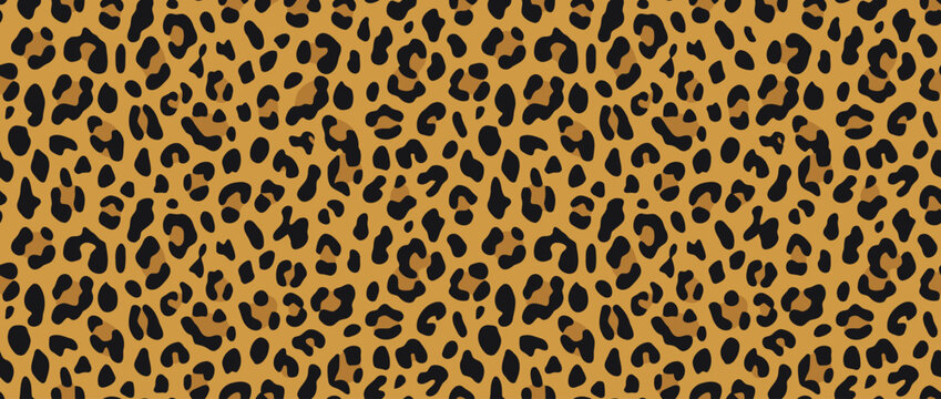 Leopard-print pattern with black rosettes and spots on a golden-tan background