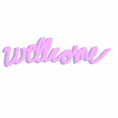Cute pink hand drawn welcome text lettering typography vector isolated on white background. © ALDABI