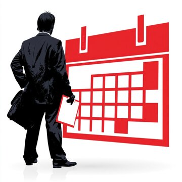 Isometric flat vector illustration of a red calendar icon with clear dates, isolated on white background, designed for business and organizational use.