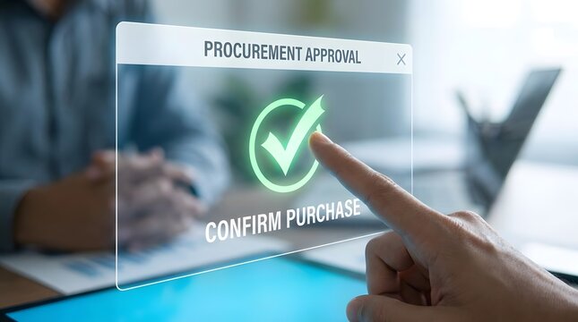 Confirmation of procurement approval for a purchase, showcasing digital transaction and business process.
