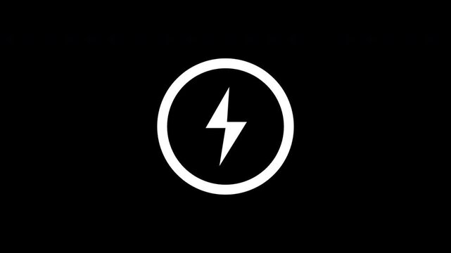 Battery charging circle indicator with flash icon on transparent background