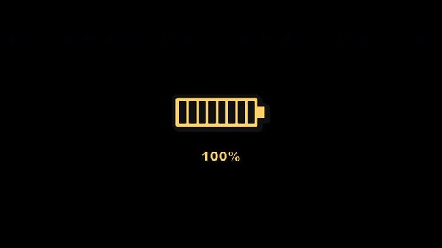 Battery charging percentage indicator icon set isolated on transparent background